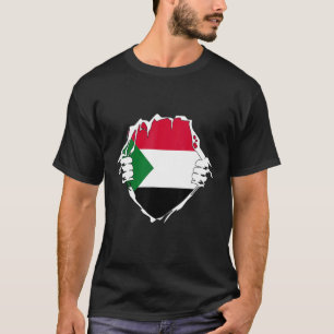 T-shirt Deux Mains Ouverture Soudan Flag Chest Soudanais P