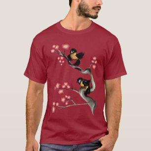 T-shirt Deux moineaux sur une chemise de branche
