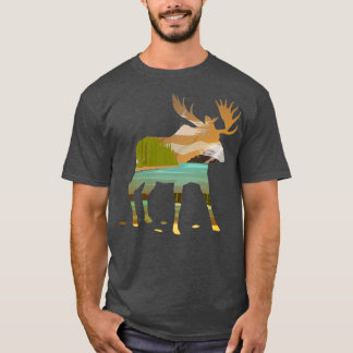 T-shirt Deux orignaux exposés à une scène naturelle heureu