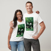 T-shirt Deux pandas mangeant du bambou ensemble, Wolong (Unisexe)