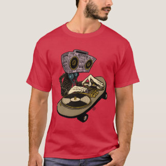 T-shirt deux platines et un skateboard drôle