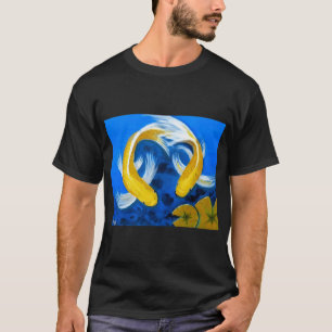 T-shirt Deux poissons-koïs dorés dans un tableau d'étang d