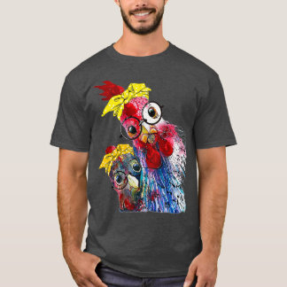 T-shirt deux poulets avec bandeau de bandana et lunettes