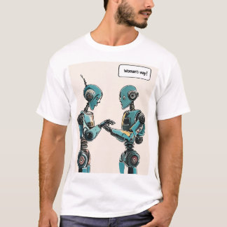 T-shirt Deux robots se faisant face, l'un écrivant un gree