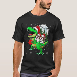 T-shirt Deux Shih Tzus de Noël chevauchant un amoureux de