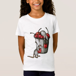 T-Shirt Deux souris volant des cerises, seau de cerises Ar
