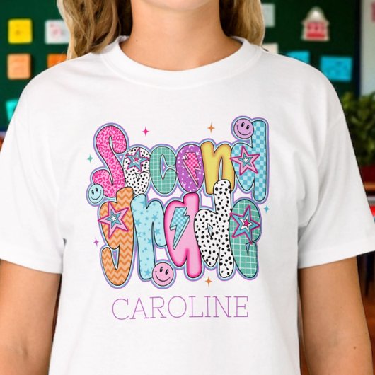 T-shirt Deuxième année premier jour d'école Coquette perso