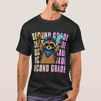 T-shirt Deuxième année Raton laveur drôle retour à l'école