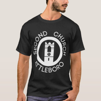 T-shirt Deuxième église Attleboro sur fond blanc rétro