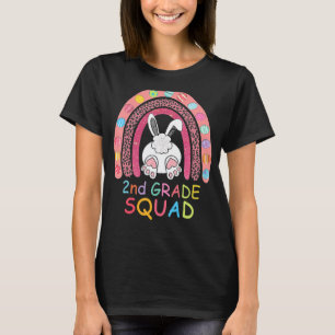 T-shirt Deuxième grade Rainbow Bunny Boy Girl Teacher Squa