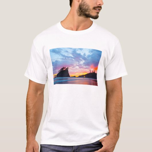 T-shirt Deuxième plage au coucher du soleil, Washington (Devant)