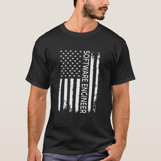 T-shirt Dév logiciel expert du programmeur de drapeaux US (Devant)