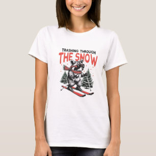 T-shirt Dévastation dans la neige Raton laveur Skiant Vint