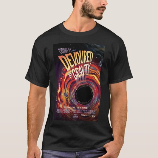 T-shirt Dévasté Par Gravité Halloween Trou Horreur Noir (Devant)