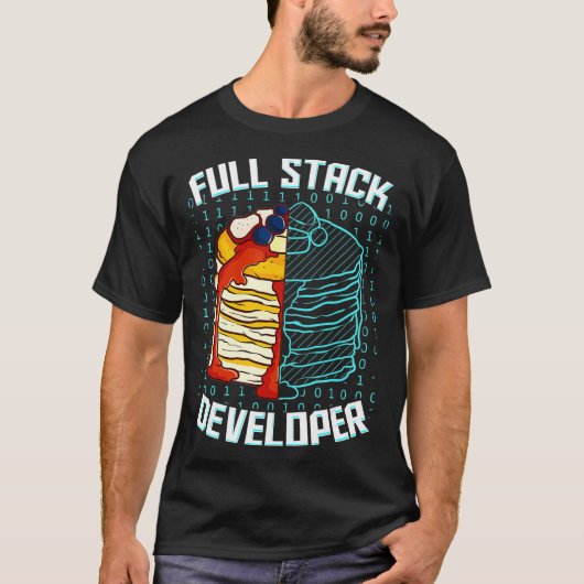 T-shirt Développeur de pile complète Funny Pancake Web Cod (Devant)