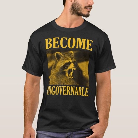 T-shirt Devenez un Raccoon ingouvernable Face Mème Hommes (Devant)