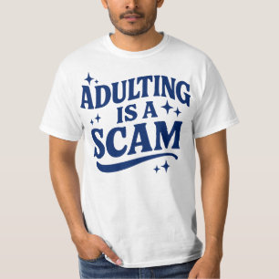T-shirt Devenir Adulte Est Un Scandale Texte Bleu Royal