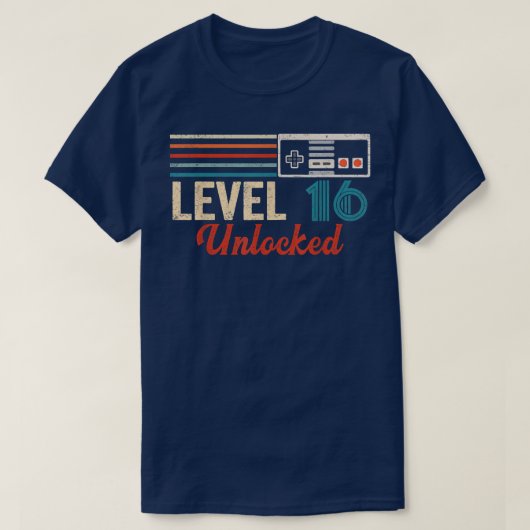 T-shirt Déverrouillé Niveau 16 Anniversaire de jeu vidéo p (Design devant)