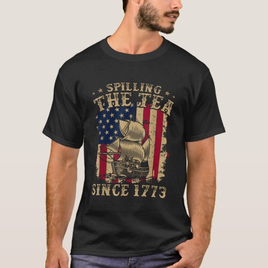T-shirt Déverser Le Thé Depuis 1773 Drôle American Retro 4 (Devant)