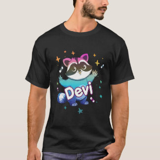 T-shirt Devi - Nom Du Garçon Avec Raccoon Cool