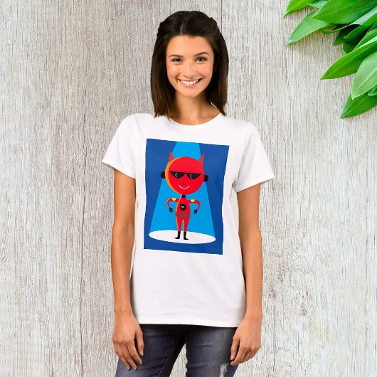 T-shirt Devil Superhero caractère gras rouge et bleu