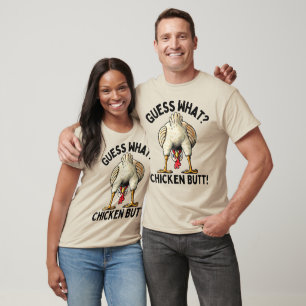 T-shirt Devine quoi? Cul de poulet! Blague drôle Mème Coq