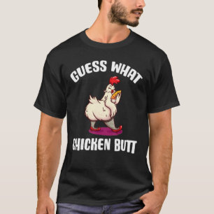 T-shirt Devinette Drôle, Croupion de Poulet ! Design Blanc