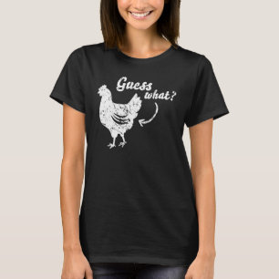 T-shirt Devinette Drôle, Croupion de Poulet ! Design Blanc