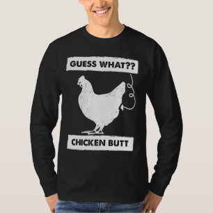 T-shirt Devinez Ce Bouton De Poulet Blanc Pour