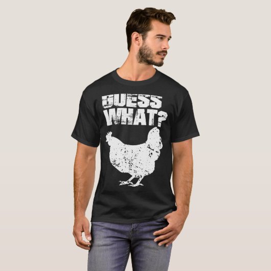 T-shirt Devinez quel design blanc de poule (Devant entier)