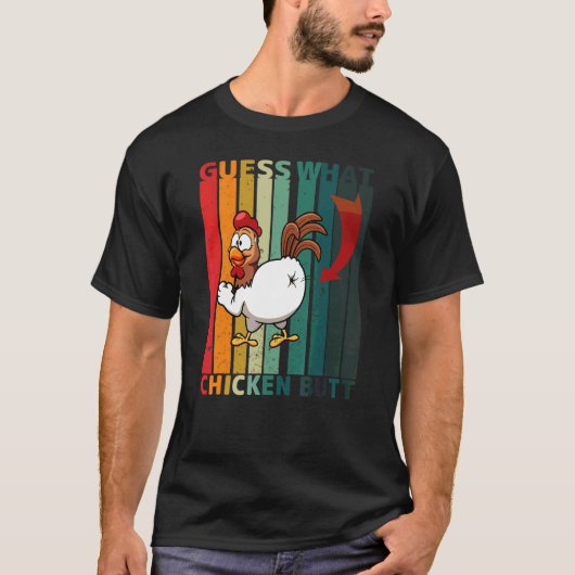 T-shirt Devinez quelle blague rétro de poule Butt (Devant)
