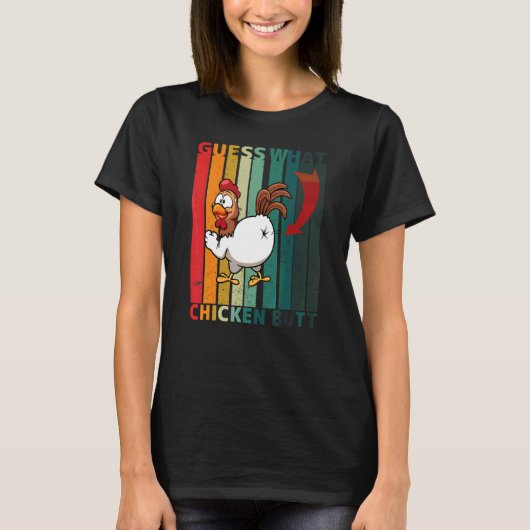 T-shirt Devinez quelle blague rétro de poule Butt (Devant)