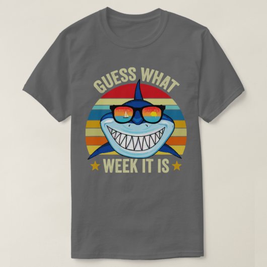 T-shirt Devinez quelle semaine c'est drôle Requin (Design devant)