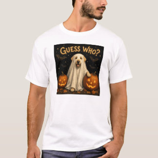 T-shirt Devinez qui? Design de chien labrador fantôme Hall