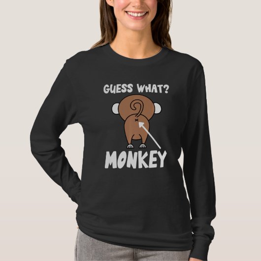 T-shirt Devinez quoi cul de singe Culs de singe Blague de (Devant)