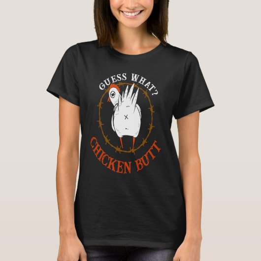T-shirt Devinez quoi Poule Mais Cul de Poule Blanc (Devant)