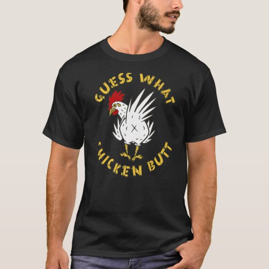 T-shirt Devinez quoi Style Rétro Croupion de Poulet (Devant)