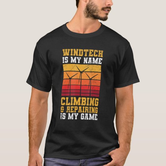 T-shirt Devis De Turbine Vent Pour Un Technicien En Éolien (Devant)