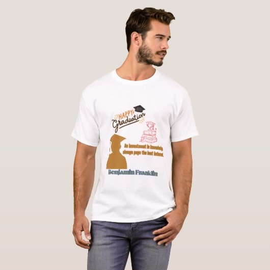 T-shirt Devise de Benjamin Franklin blanc (Devant entier)