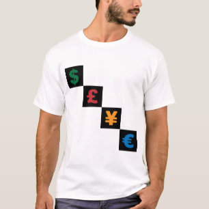 T-shirt Devise de symboles - euro de Yens de livre du