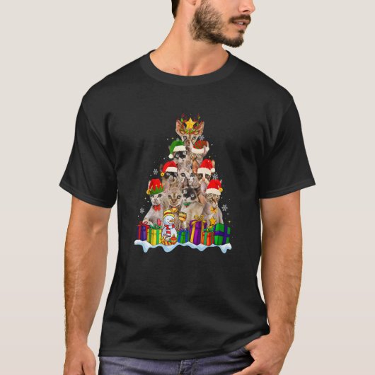 T-shirt Devon Rex Cat Christmas Santa Hat  Xmas Tree Pajam (Devant)