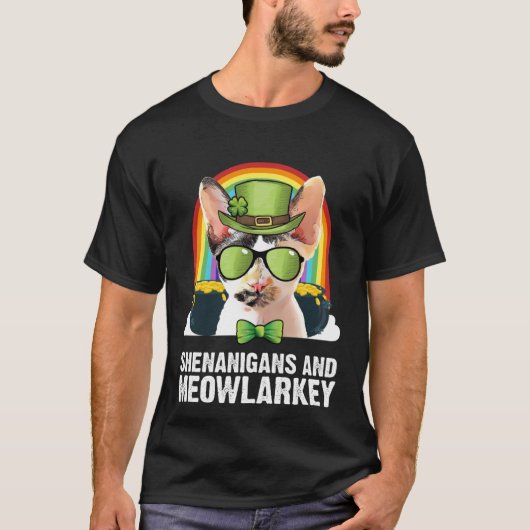 T-shirt Devon Rex Cat Meowlarkey  St Patricks Day (Devant)