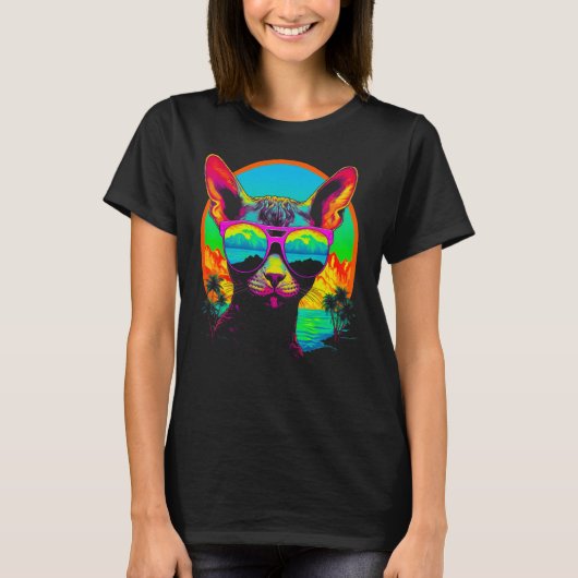 T-shirt Devon Rex Cat Summer (Devant)