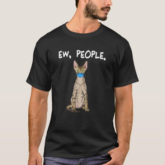 T-shirt Devon Rex Ew Personnes Chat portant un masque faci (Devant)