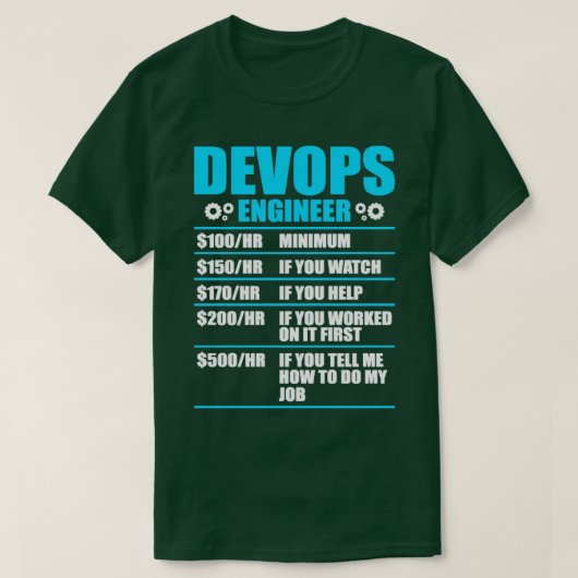 T-shirt Devops Engineer Sys administrateur et développeur (Design devant)