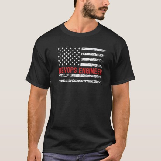 T-shirt Devops Engineer USA Drapeau Profession Rétro Titre (Devant)