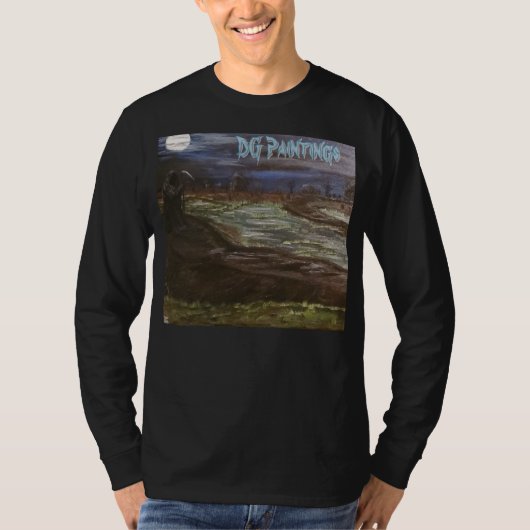 T-shirt DG Peintures Grim Reaper traquant (bleu) V3 (Devant)