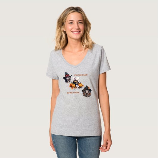 T-shirt d'Halloween pour femmes V-Neck (Devant entier)
