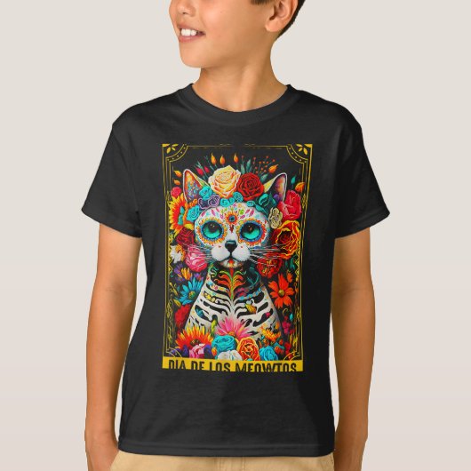 T-shirt Dia De Los Meowtos Sugar Skull Cat Gift (Devant)