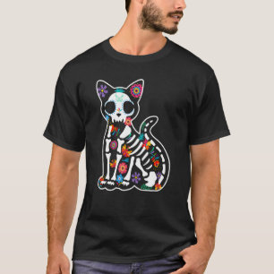 T-shirt Dia De Los Muertos Chat Crâne De Sucre Écœurant Ha